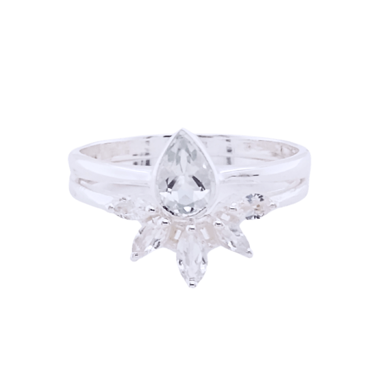 White Topaz Crown Jewel Ring