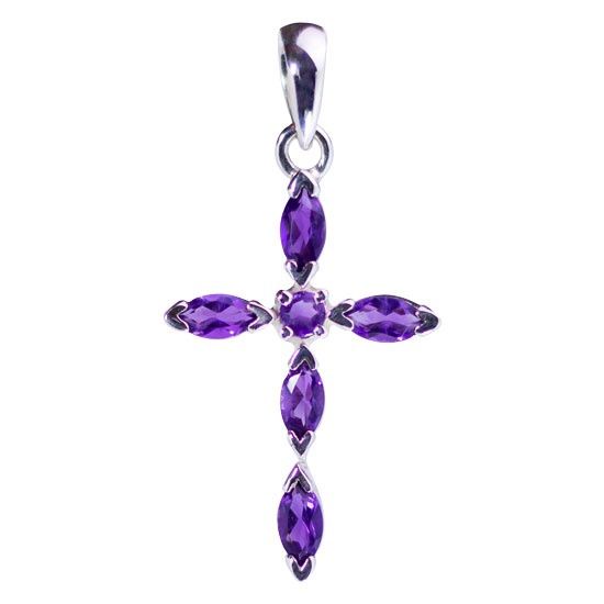 Amethyst Inspirational Cross Pendant