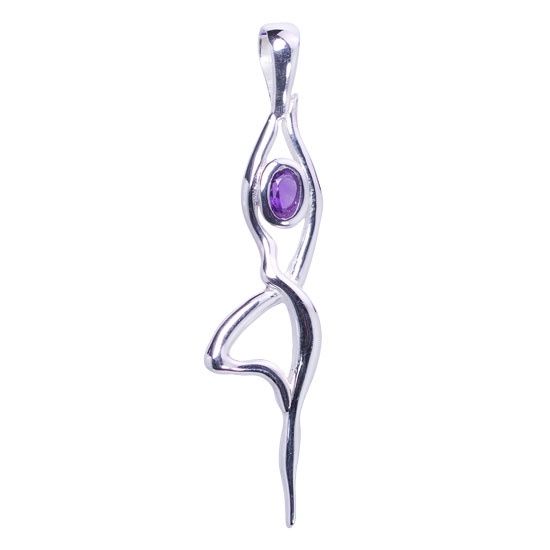 Amethyst Yoga Tree Pose Pendant
