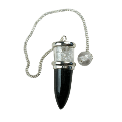 Black Tourmaline Herkimer Diamond Pendulum