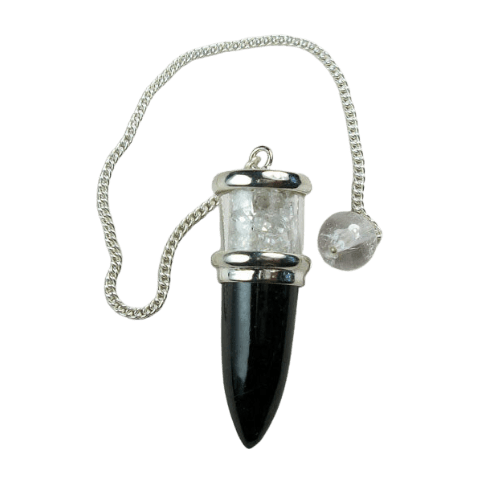 Black Tourmaline Herkimer Diamond Pendulum