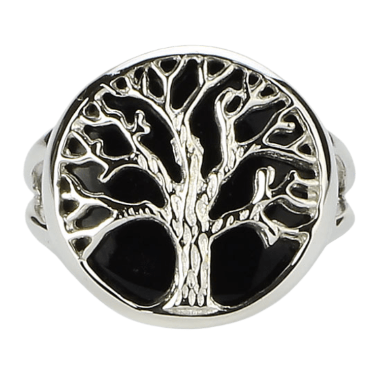 Black Onyx Tree of Life Unisex Ring