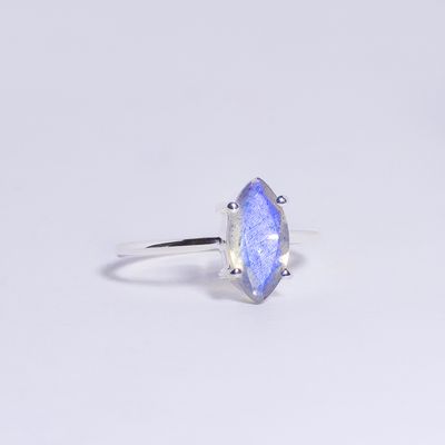 Labradorite Marquise Angel Halo Ring