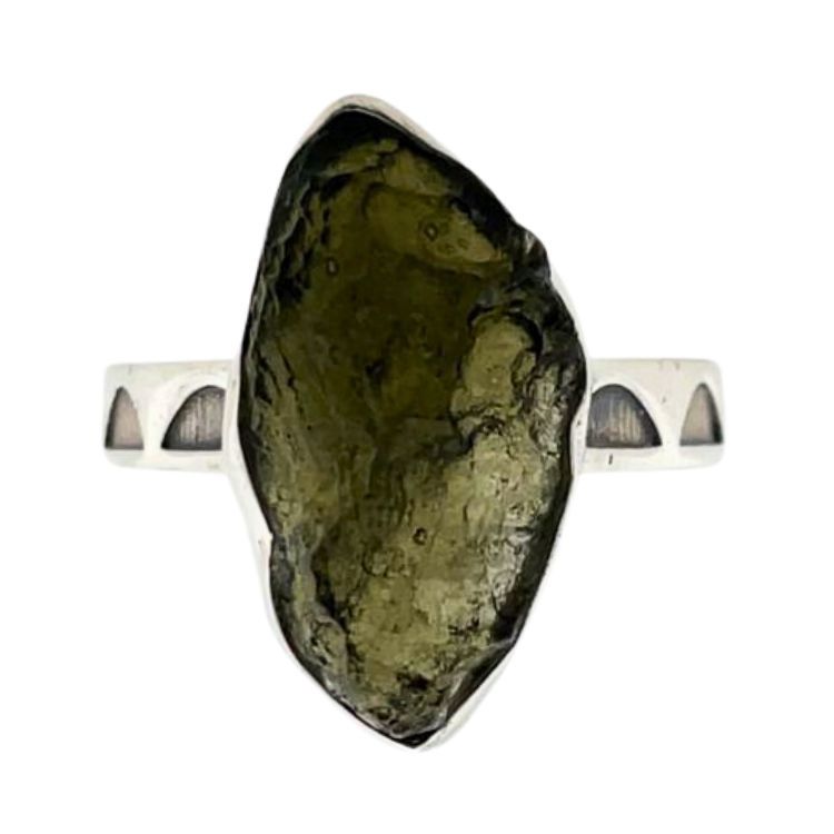 Moldavite Rugged Free Form Ring