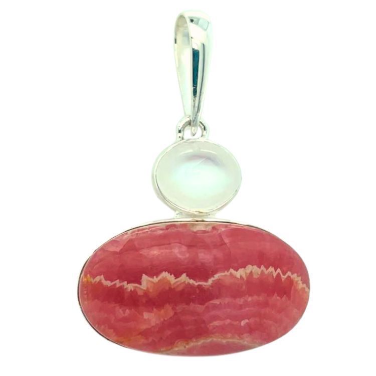 Rhodochrosite Moonstone Calm Pendant