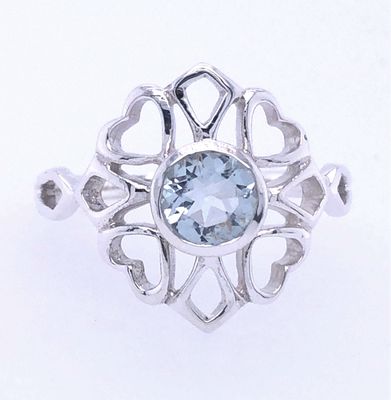 Aquamarine Faithful Hearts Ring