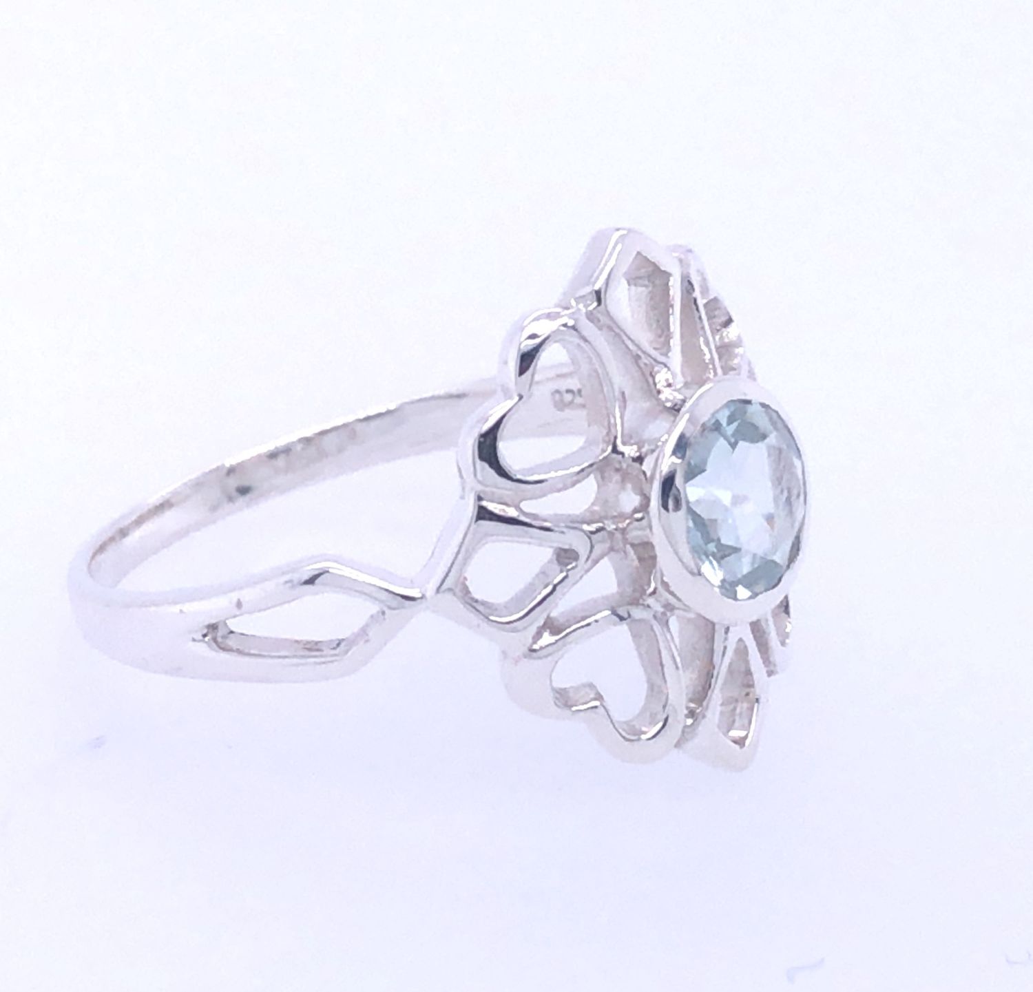 Aquamarine Faithful Hearts Ring
