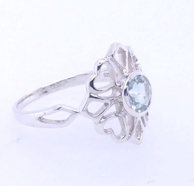 Aquamarine Faithful Hearts Ring