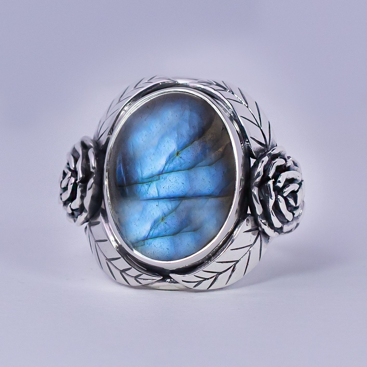 Labradorite Rose Ring