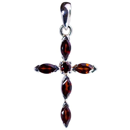 Garnet Inspirational Cross Pendant