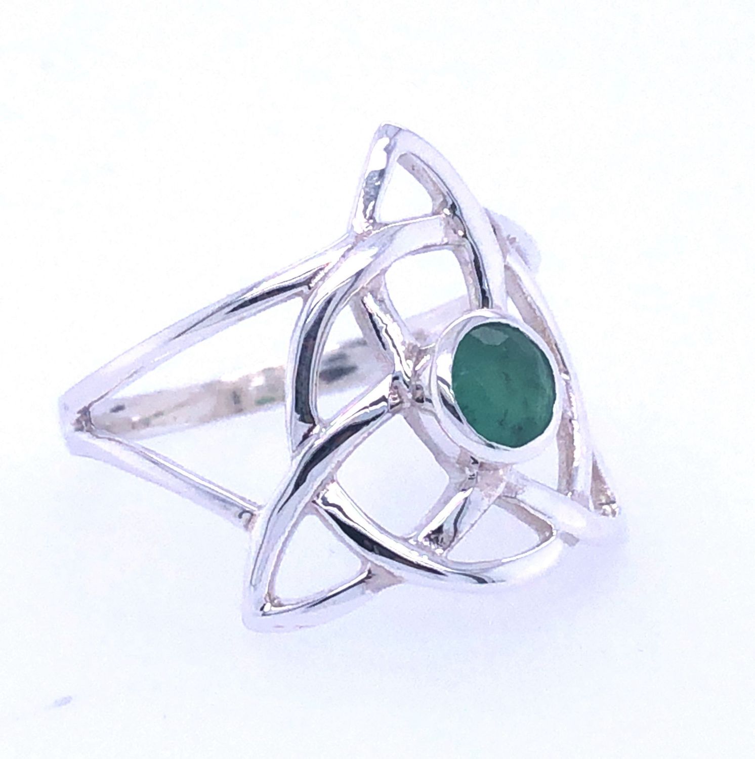Emerald Celtic Triquetra Ring