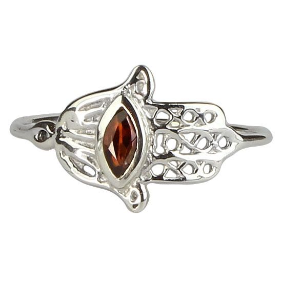 Garnet Healing Hand Hamsa Ring