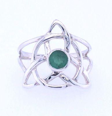 Emerald Celtic Triquetra Ring