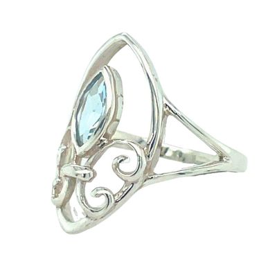 Blue Topaz Fleur de Lis Ring