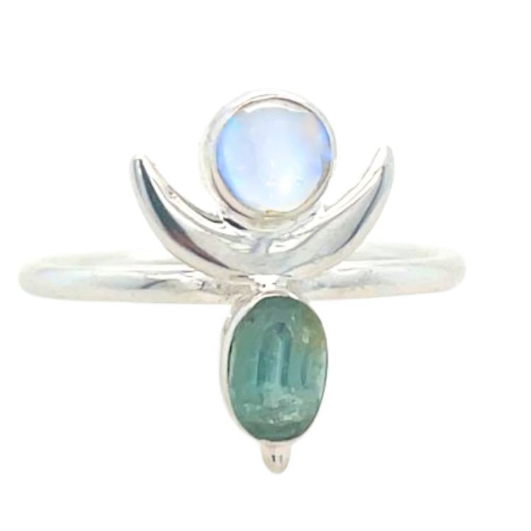 Moonstone Green Kyanite Aphrodite's Passion Ring