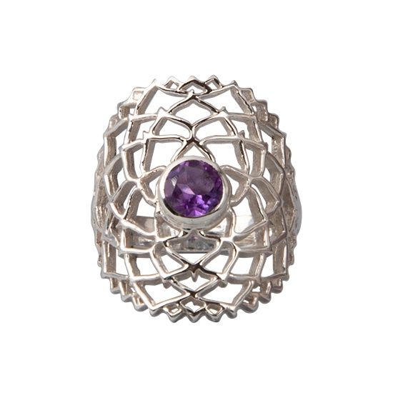 Amethyst Flower Of Life Mandala Ring