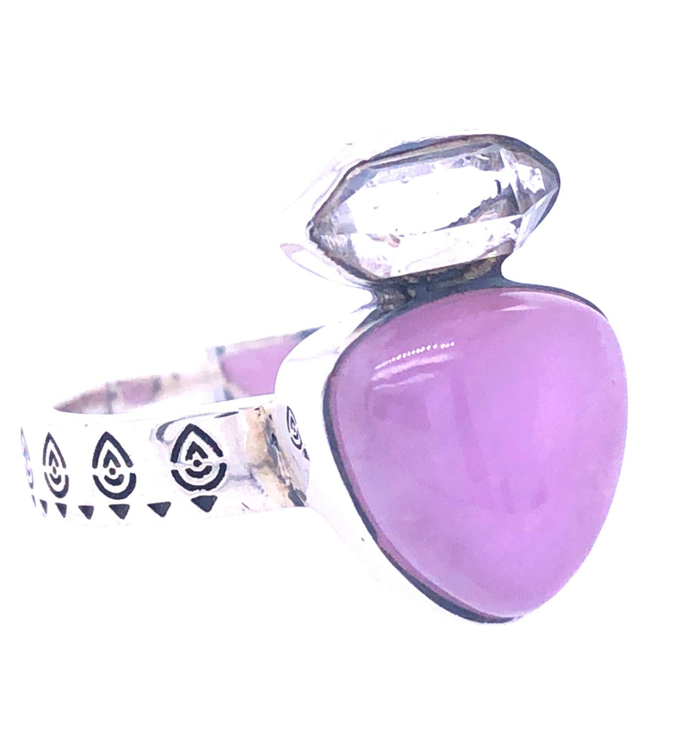 Kunzite Herkimer Diamond Devotion Ring