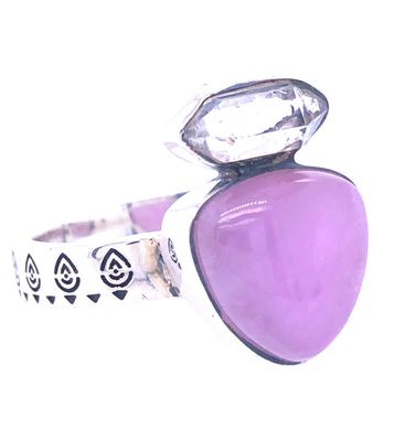 Kunzite Herkimer Diamond Devotion Ring