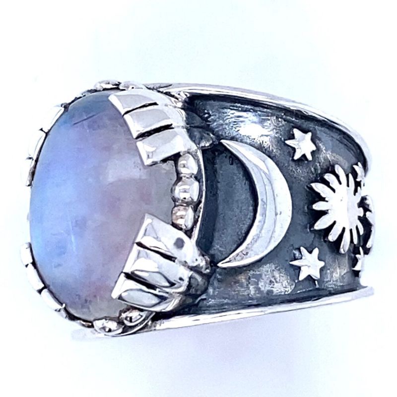 Moonstone Sun Moon Star Unisex Ring