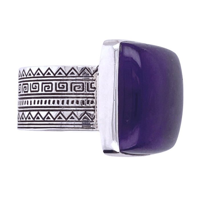 Amethyst Sacred Tribe Unisex Square Ring