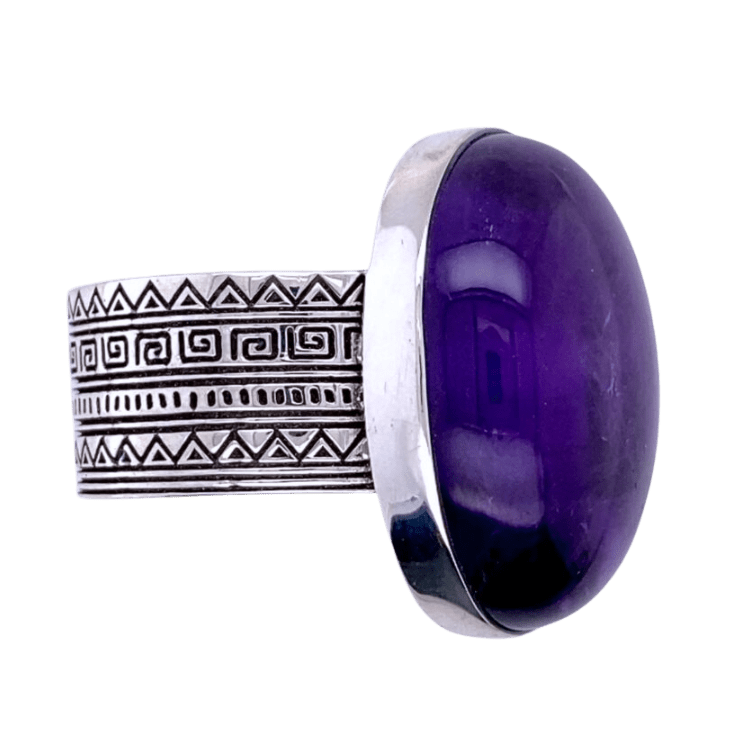 Amethyst Sacred Tribe Unisex Oval Ring