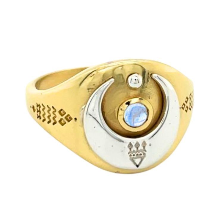 Silver Moon Brass Unisex Ring