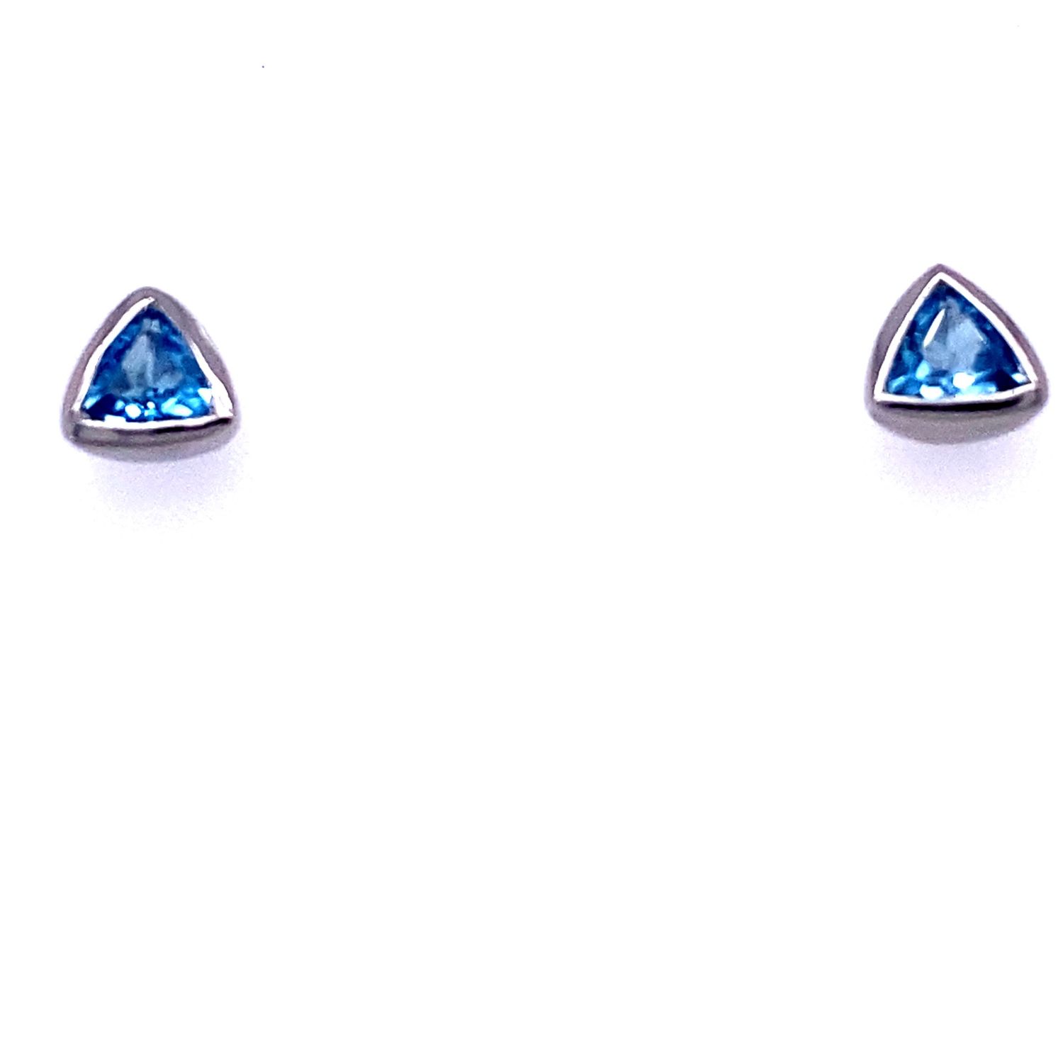 Blue Swiss Topaz Twinkling Triangle Stud Earrings