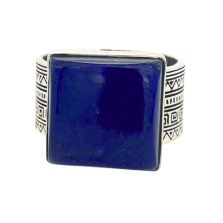 Lapis Lazuli Sacred Tribe Unisex Square Ring