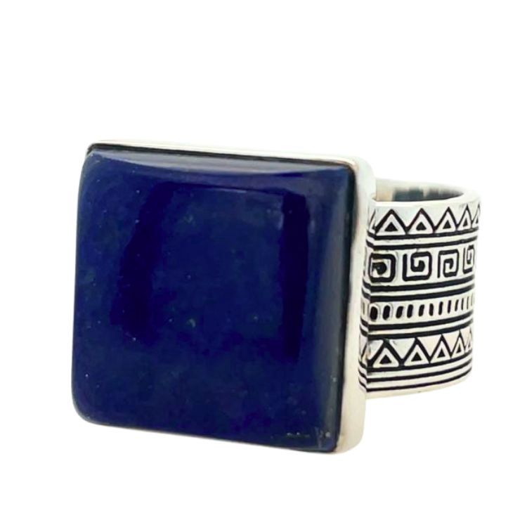 Lapis Lazuli Sacred Tribe Unisex Square Ring