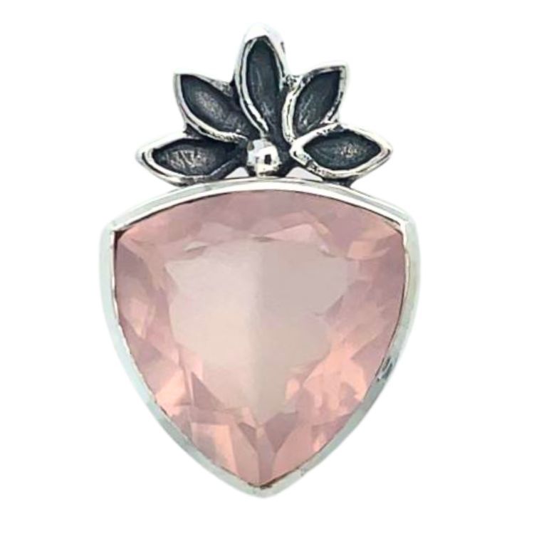 Rose Quartz Lotus Petal Pendant