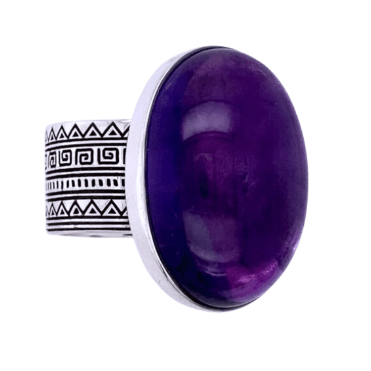Amethyst Sacred Tribe Unisex Oval Ring