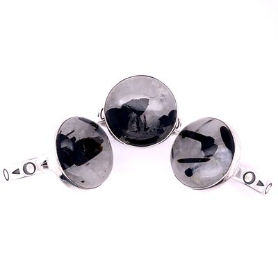 Black Tourmaline in Quartz Round Ring