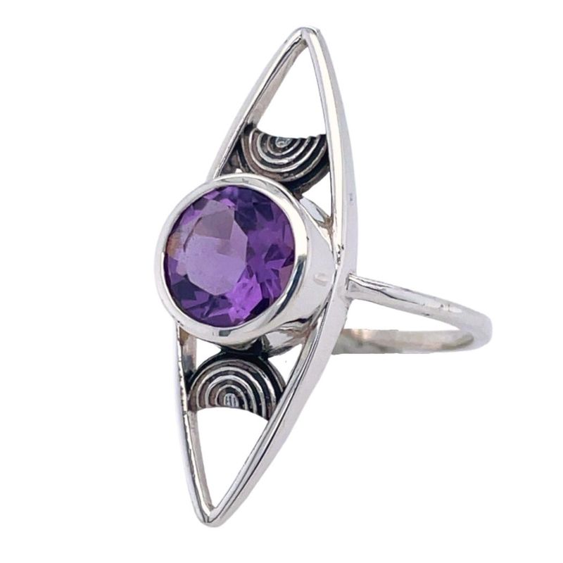 Amethyst Astral Triple Moon Ring