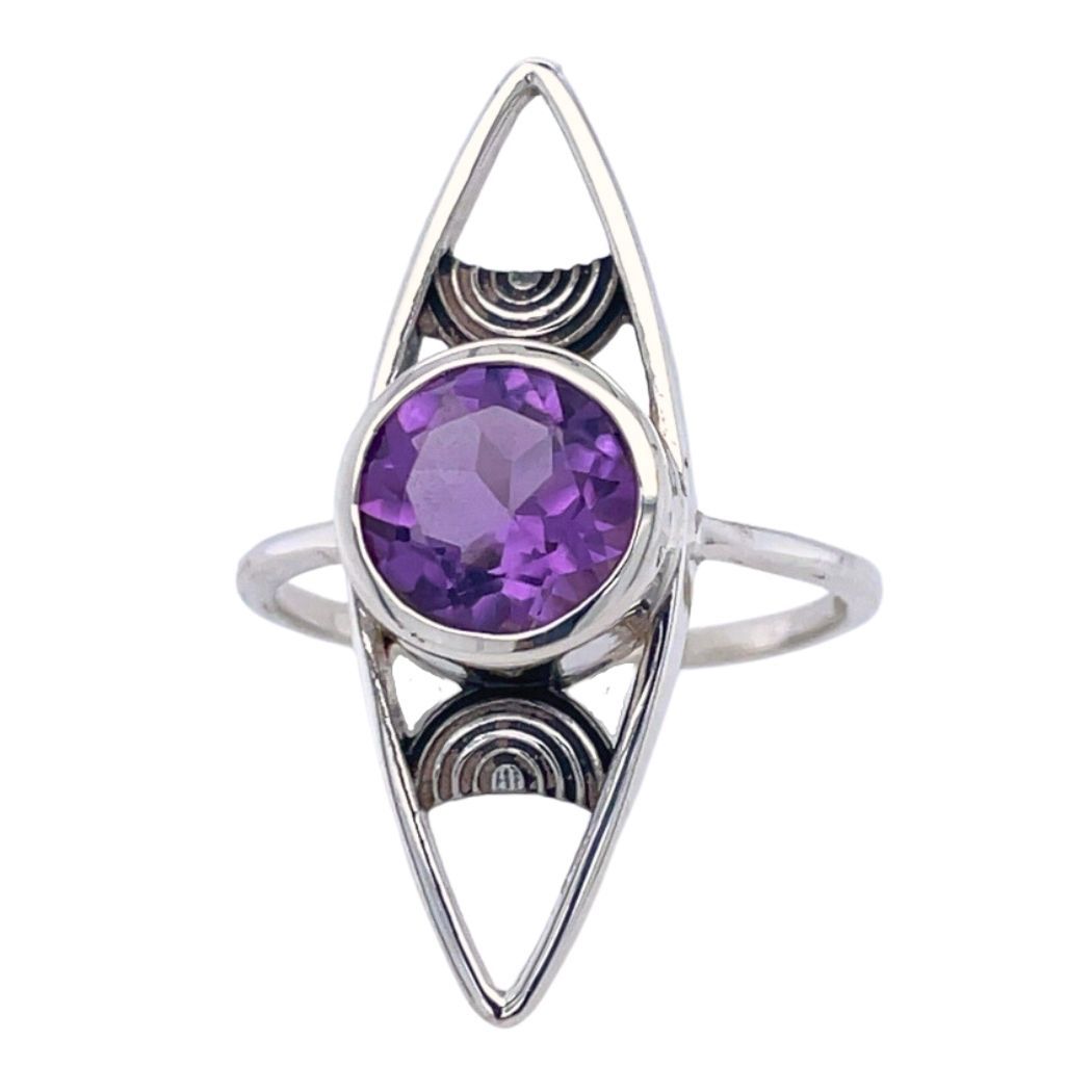 Amethyst Astral Triple Moon Ring