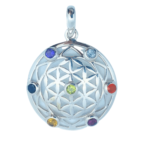 Chakra Sacred Geo Flower Of Life Pendant