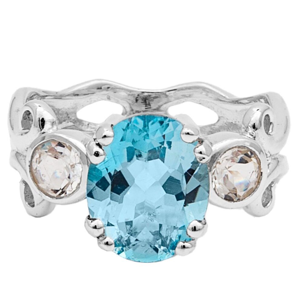 Blue And White Topaz Opulence Ring
