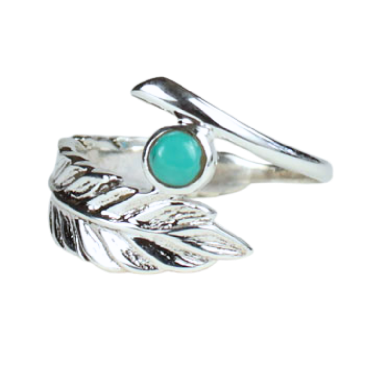 Turquoise Feather Brave Ring