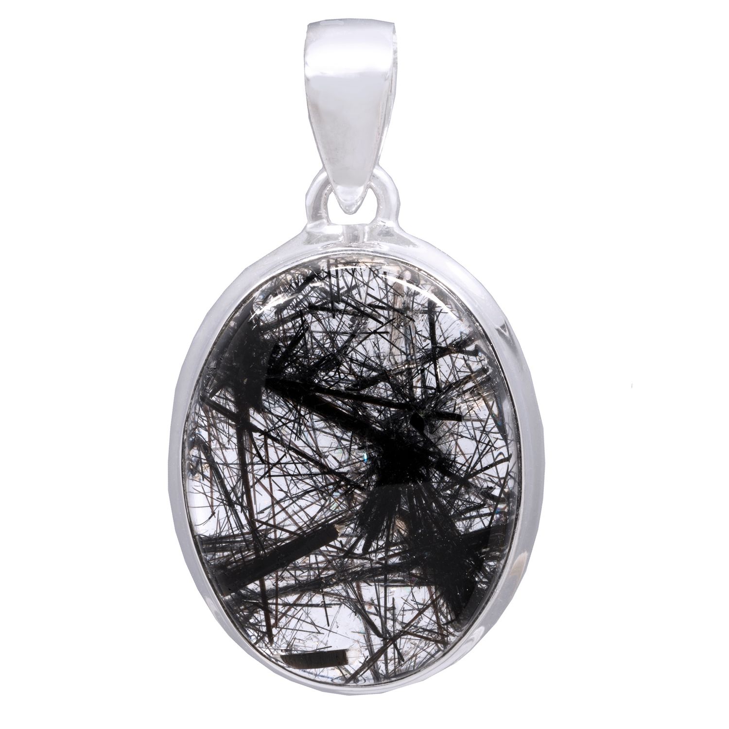 Tourmalinated Quartz Unisex Shield Pendant