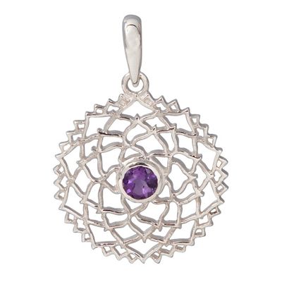 Amethyst Crown Mandala Pendant