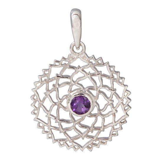 Amethyst Crown Mandala Pendant