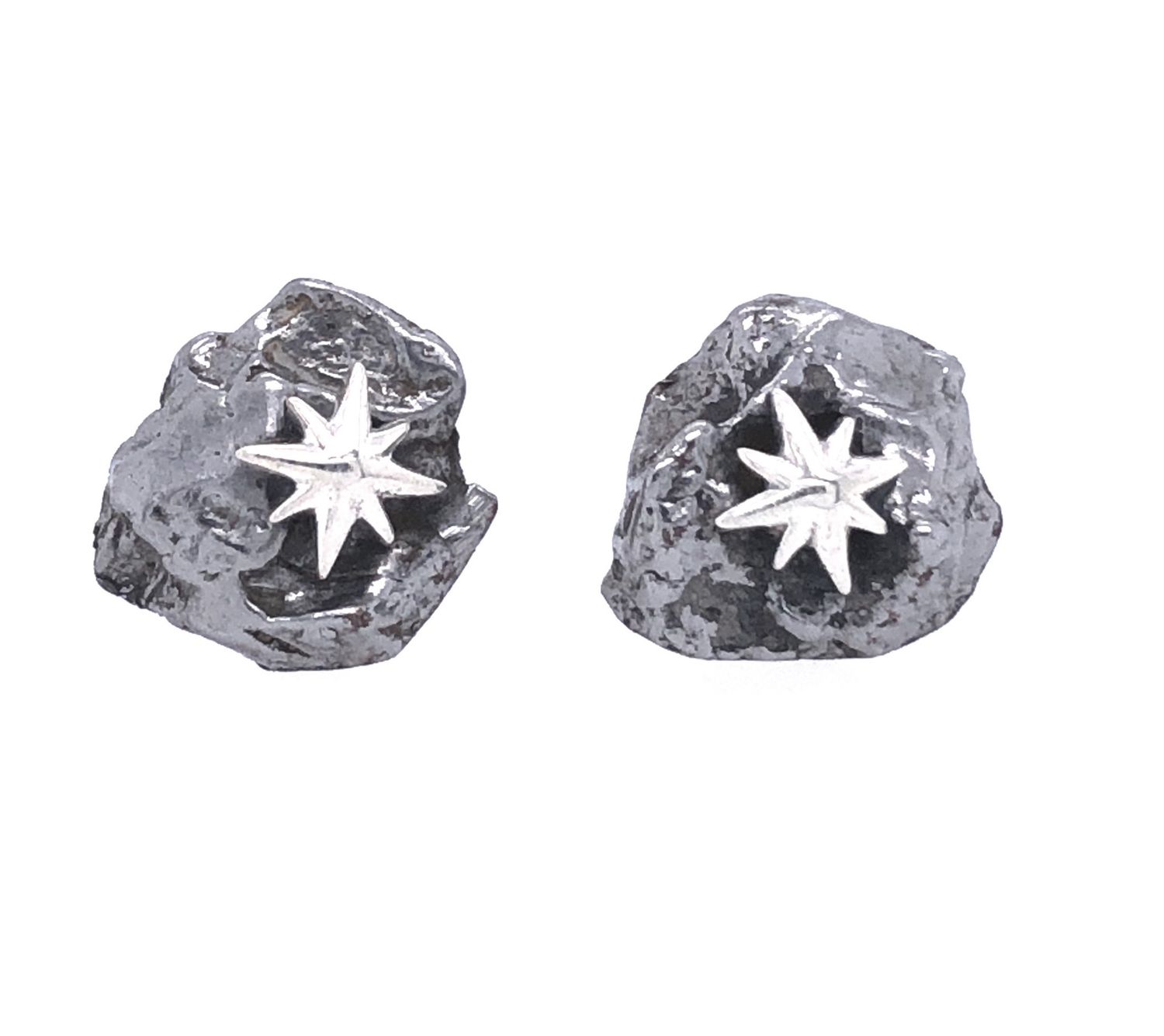 North Star Meteorite Tektite Stud Earrings