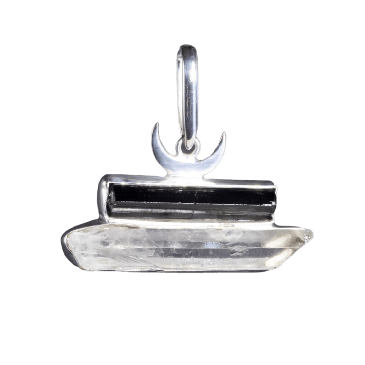 Black Tourmaline Crystal Moon Madness Pendant