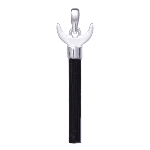 Black Tourmaline Crescent Moon Pendant