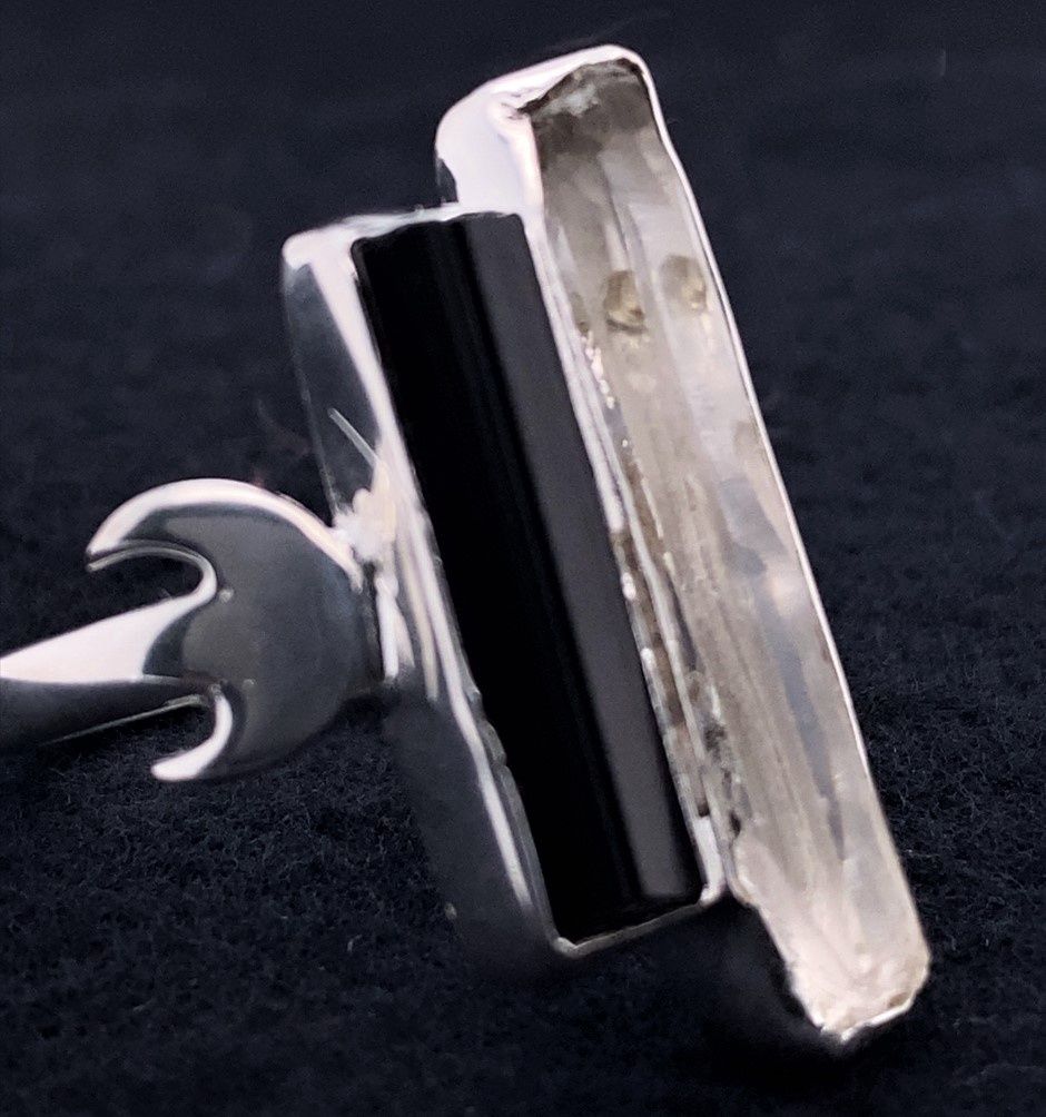 Black Tourmaline Crystal Moon Madness Ring