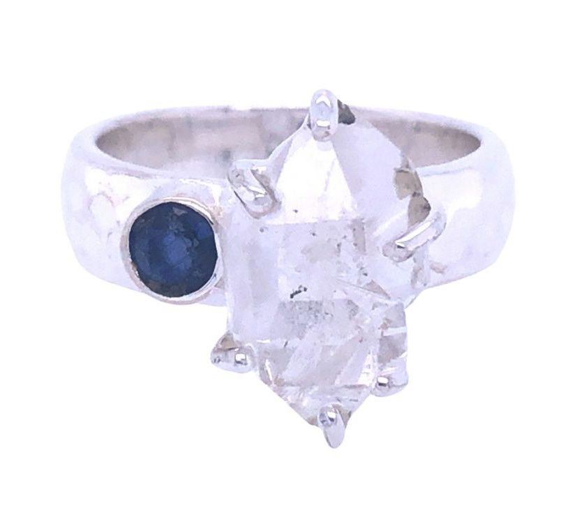 Herkimer Diamond Blue Kyanite Grace Ring