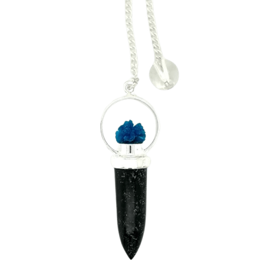 Black Tourmaline Cavansite Pendulum