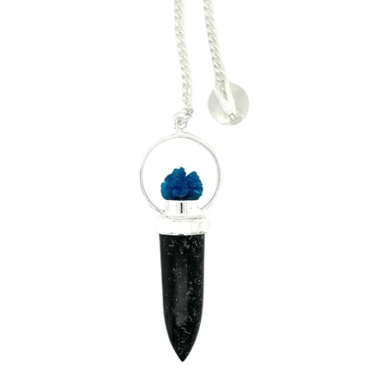 Black Tourmaline Cavansite Pendulum