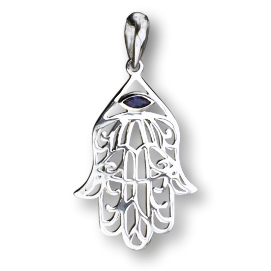Iolite Healing Hand Hamsa Pendant