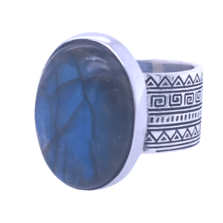 Labradorite Sacred Tribe Unisex Oval Ring