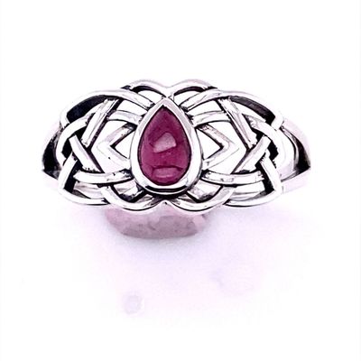 Garnet Celtic Love Labyrinth Ring